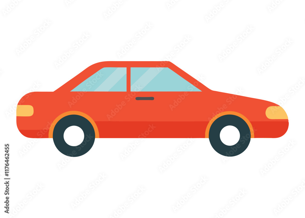 Naklejka premium Car side view flat illustration on white background
