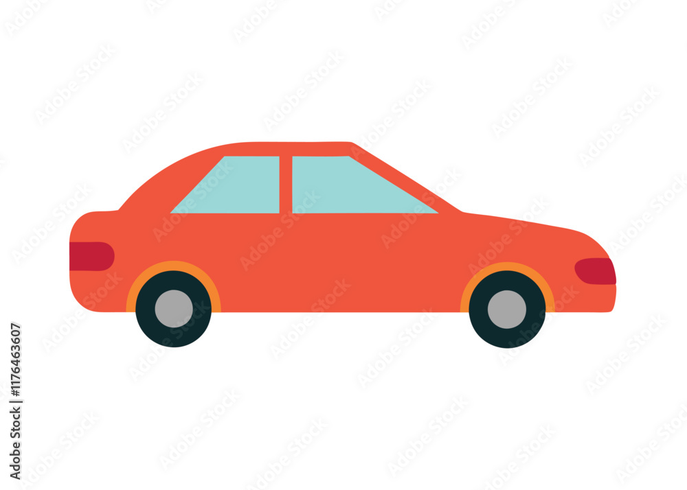 Fototapeta premium Car side view flat illustration on white background 