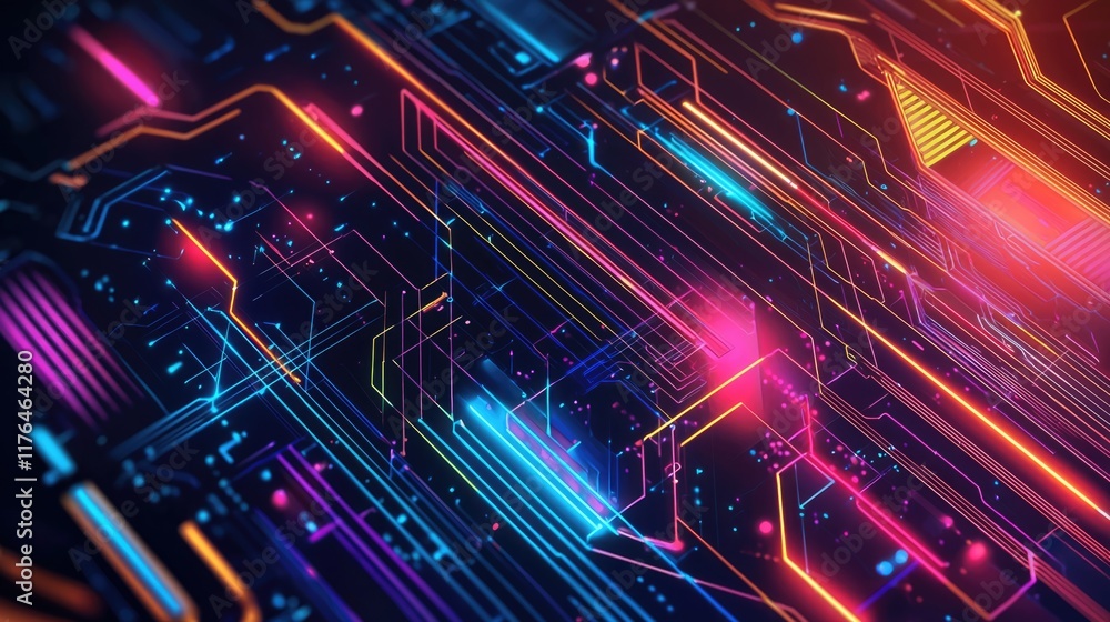 Design a futuristic, neon-inspired background with glowing lines and geometric shapes, ideal for tech-focused projects or gaming content. Design a futuristic, neon-inspired background with glowing lines and geometric shapes, ideal for tech-focused projects or gaming content.