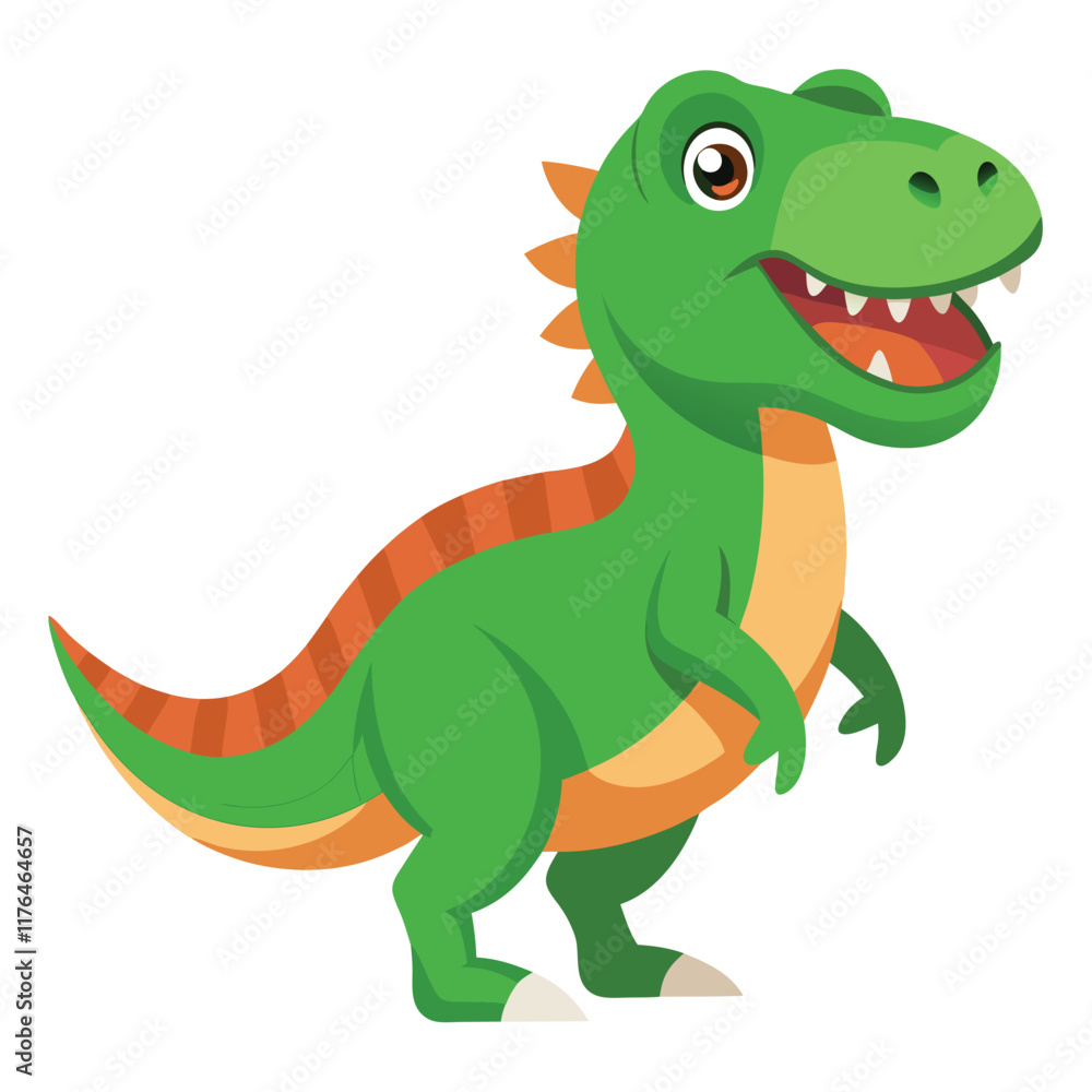 Naklejka premium Cartoon tyrannosaurus rex flat illustration on white background 