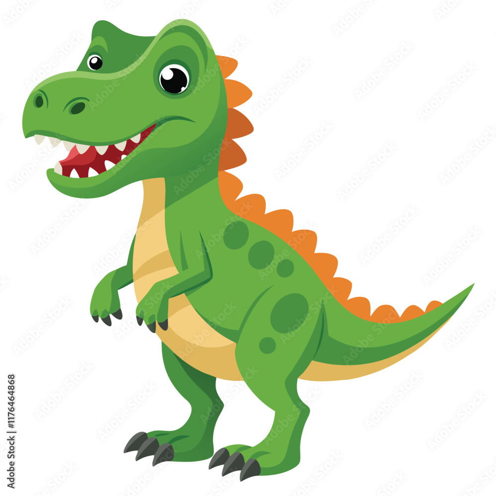 Obraz premium Cartoon tyrannosaurus rex flat illustration on white background 