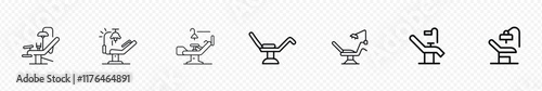 dentist bed icon,  Dentist chair icon, orthodontics line icon. Dental care equipment sign