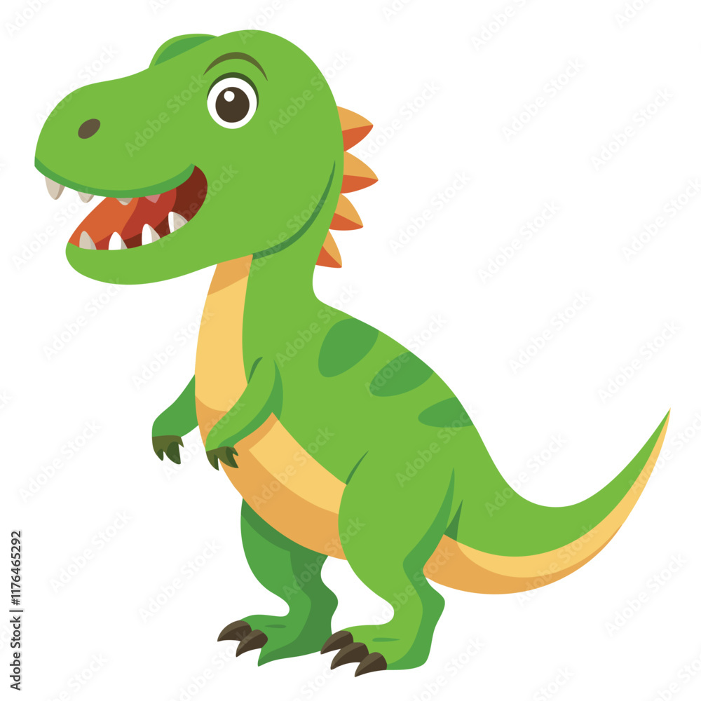 Obraz premium Cartoon tyrannosaurus rex flat illustration on white background 