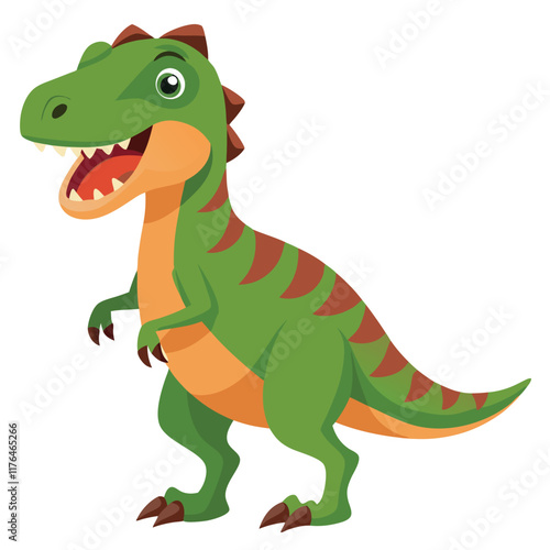 Cartoon tyrannosaurus rex flat illustration on white background
