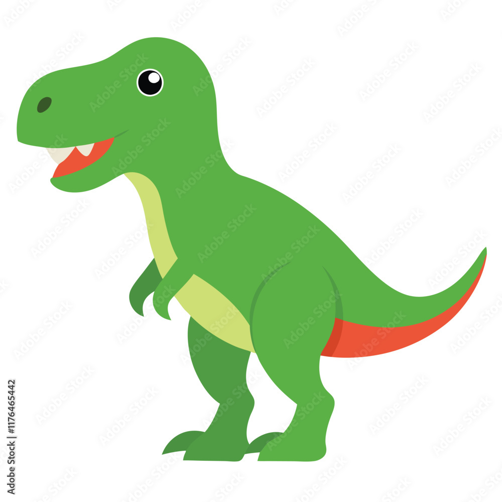 Obraz premium Cartoon tyrannosaurus rex flat illustration on white background