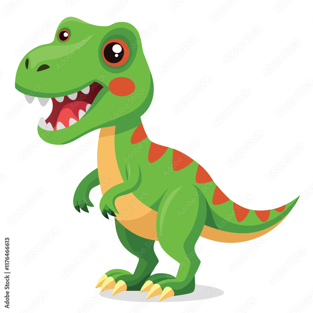 Cartoon tyrannosaurus rex flat illustration on white background
Cartoon tyrannosaurus rex flat illustration on white background