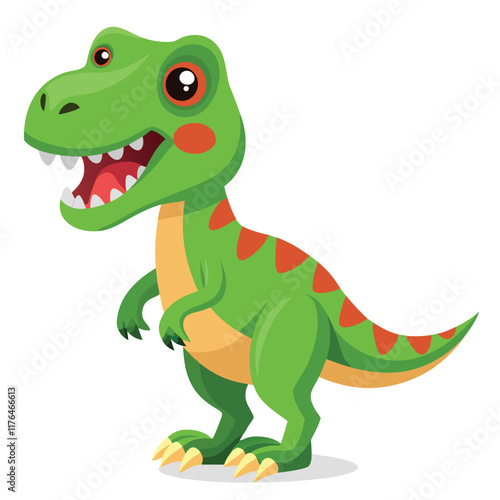Cartoon tyrannosaurus rex flat illustration on white background
