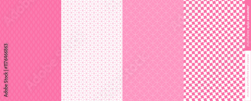 春イメージの和柄。千鳥格子と立涌模様が映えるピンクの背景素材のセット。