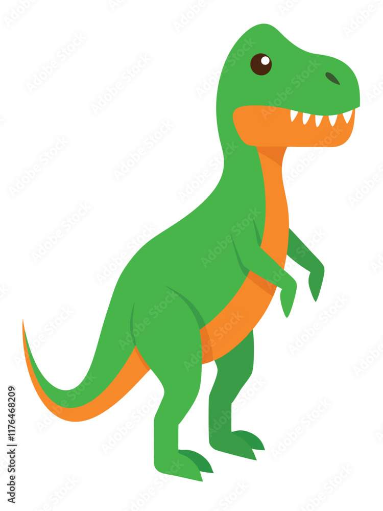 Obraz premium Cartoon tyrannosaurus rex flat illustration on white background 