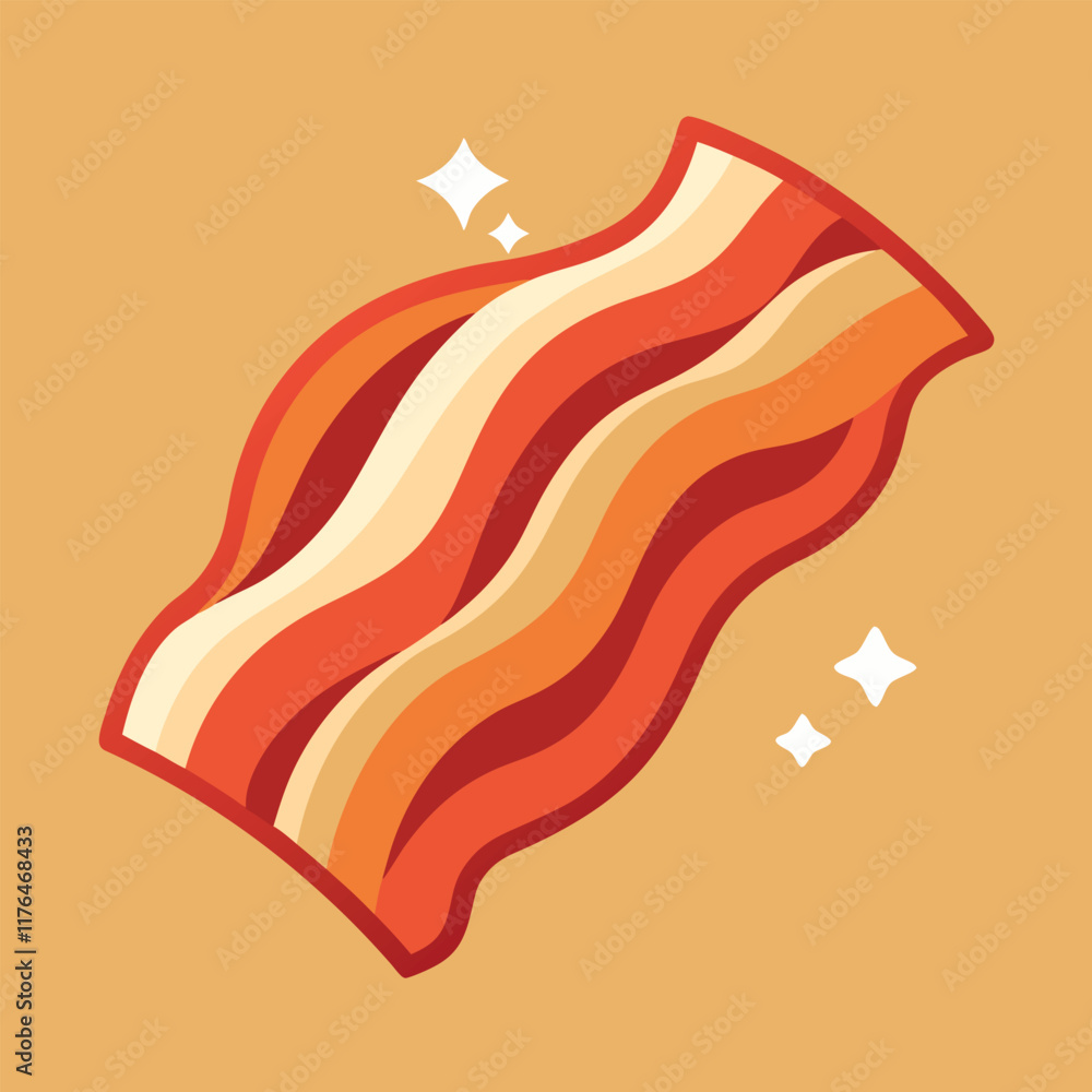 Crispy Bacon Vector Illustration - Delicious Breakfast Food Design Crispy Bacon Vector Illustration - Delicious Breakfast Food Design