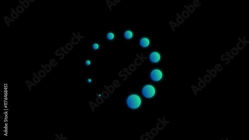 Loading circle animation on black background