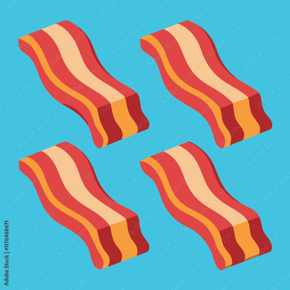 Crispy Bacon Vector Illustration - Delicious Breakfast Food Design Crispy Bacon Vector Illustration - Delicious Breakfast Food Design