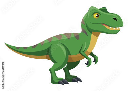 Cartoon tyrannosaurus rex flat illustration on white background
