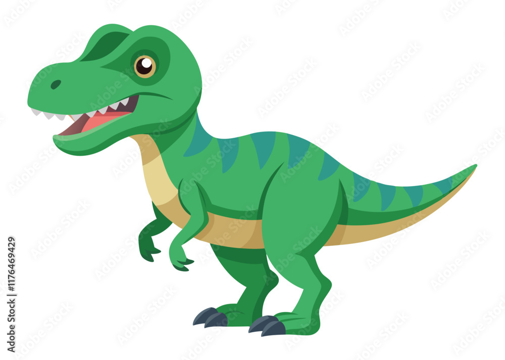 Obraz premium Cartoon tyrannosaurus rex flat illustration on white background 