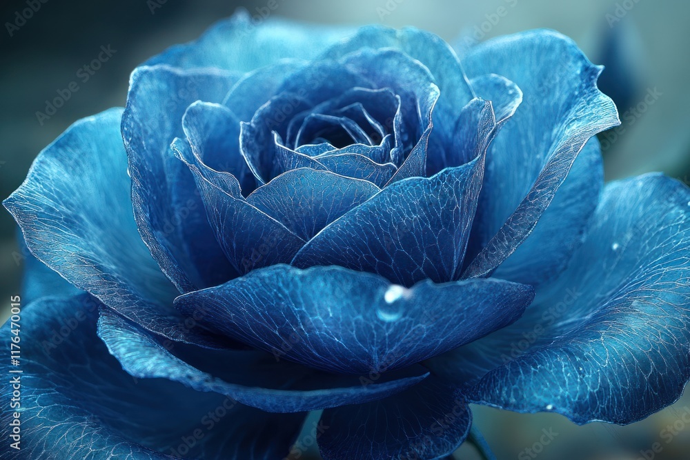 Obraz premium Close-up vibrant blue rose, intricate detail.