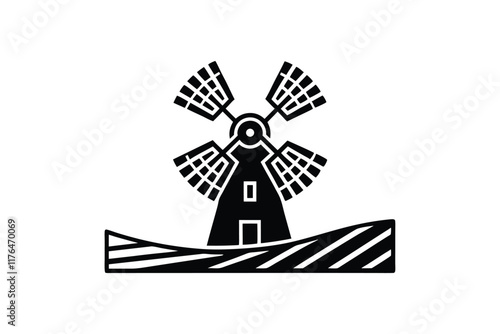 windmill silhouette vector