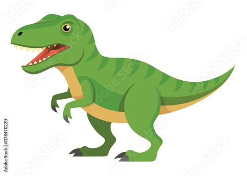 Cartoon tyrannosaurus rex flat illustration on white background
