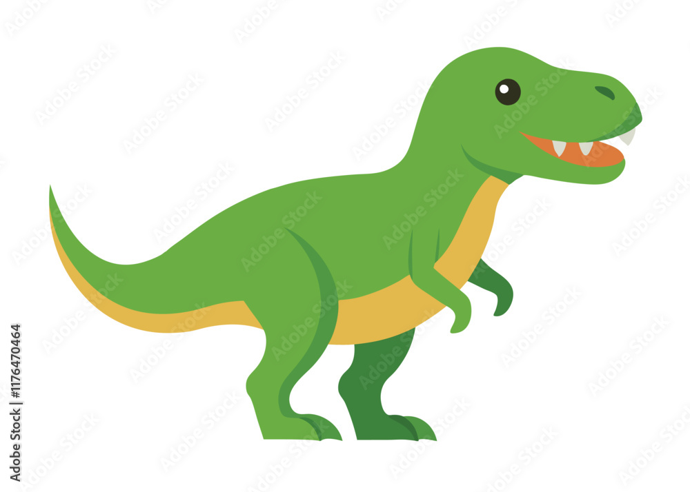 Fototapeta premium Cartoon tyrannosaurus rex flat illustration on white background 