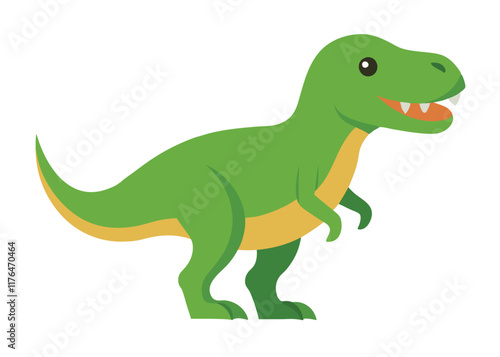 Cartoon tyrannosaurus rex flat illustration on white background
