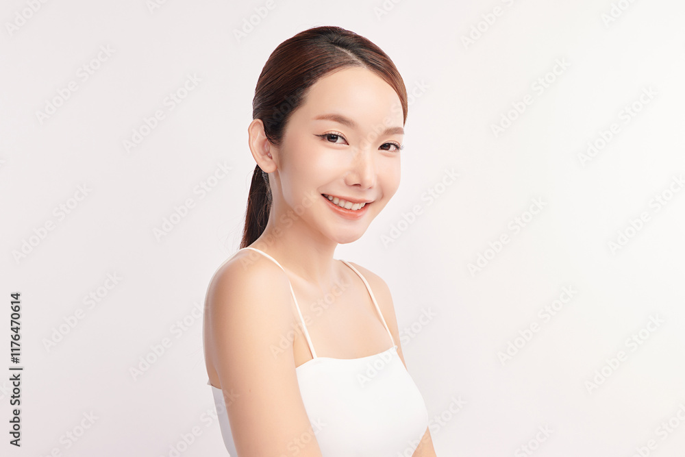 Beautiful young asian woman with clean fresh skin on white background, Face care, Facial treatment, Cosmetology, beauty and spa, Asian women portrait. Beautiful young asian woman with clean fresh skin on white background, Face care, Facial treatment, Cosmetology, beauty and spa, Asian women portrait.