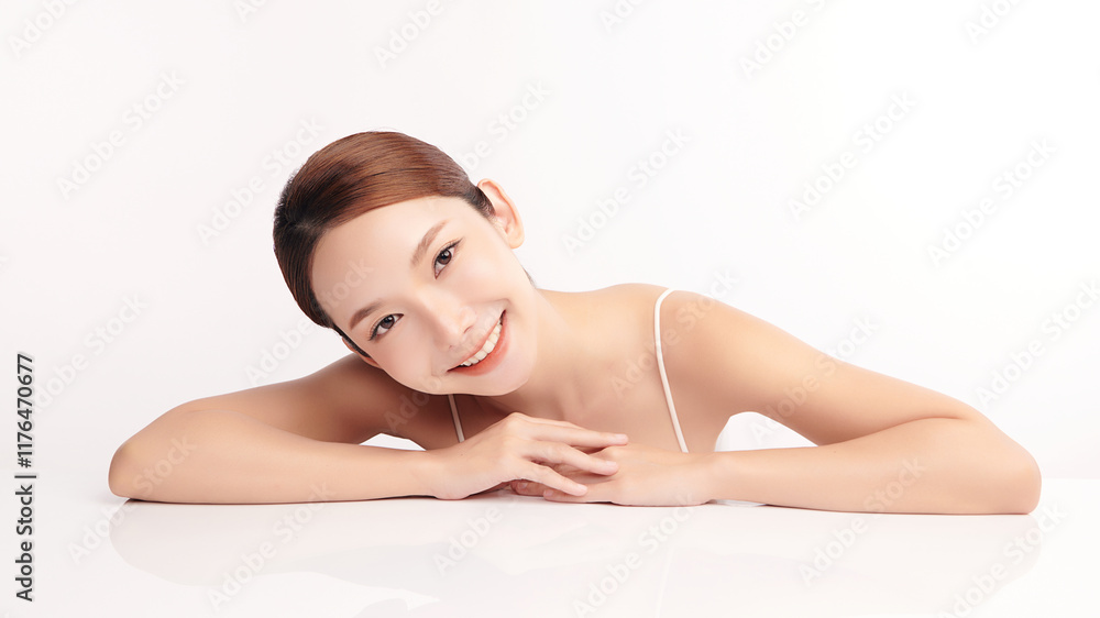 Beautiful young asian woman with clean fresh skin on white background, Face care, Facial treatment, Cosmetology, beauty and spa, Asian women portrait. Beautiful young asian woman with clean fresh skin on white background, Face care, Facial treatment, Cosmetology, beauty and spa, Asian women portrait.