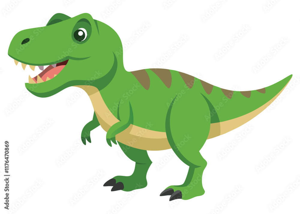 Naklejka premium Cartoon tyrannosaurus rex flat illustration on white background 