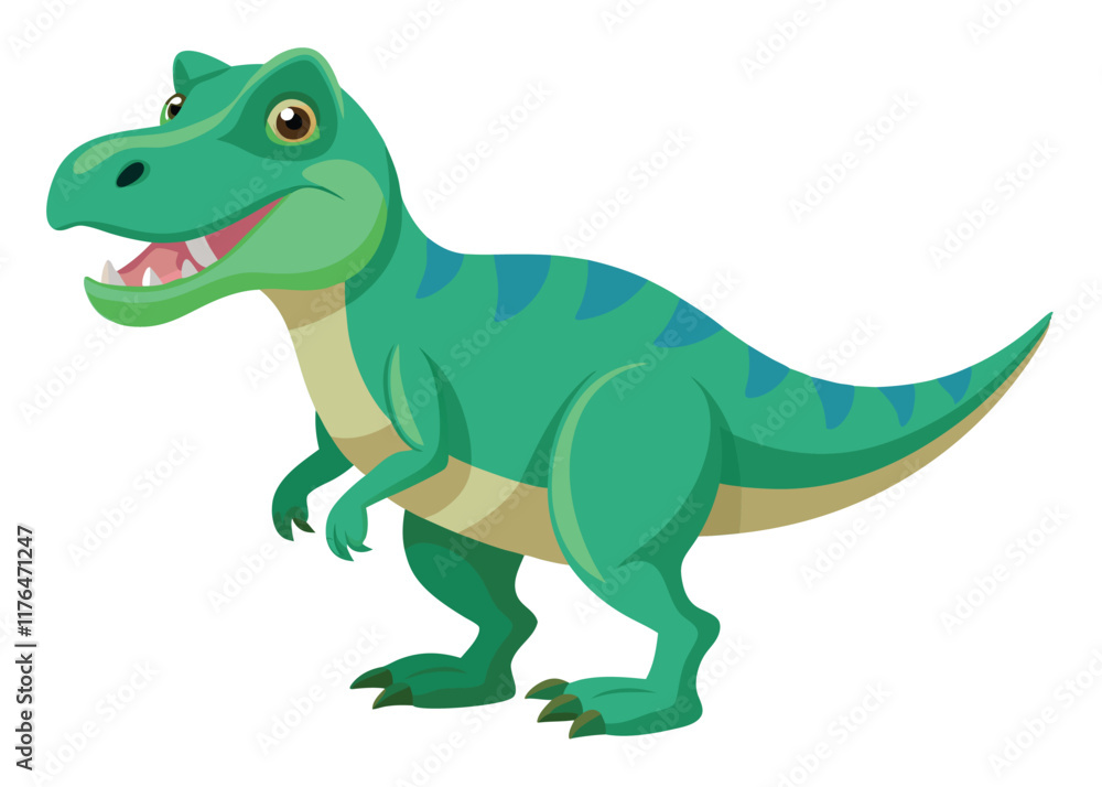 Cartoon tyrannosaurus rex flat illustration on white background
Cartoon tyrannosaurus rex flat illustration on white background