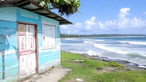 Wallpaper Mural Beach Shack  Ocean Waves  Tropical Coastline Torontodigital.ca