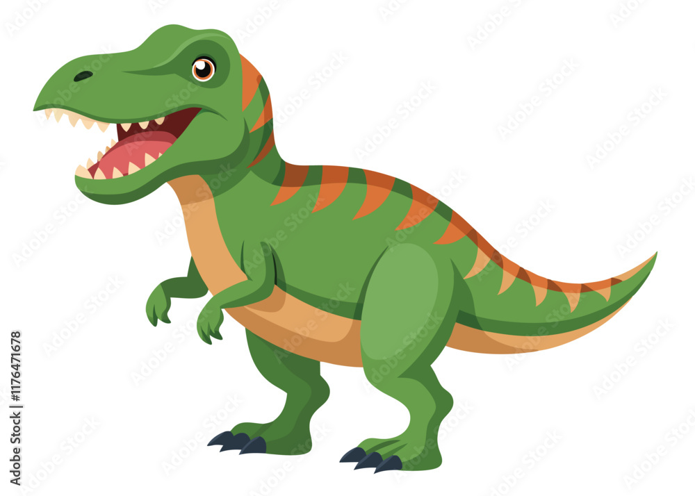 Obraz premium Cartoon tyrannosaurus rex flat illustration on white background 