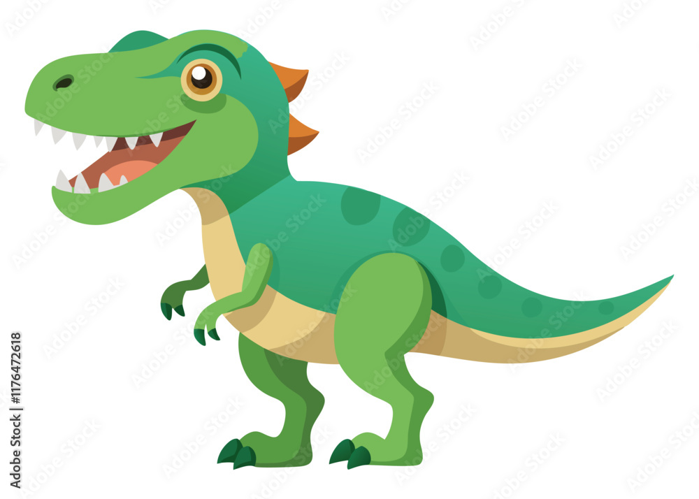 Cartoon tyrannosaurus rex flat illustration on white background
