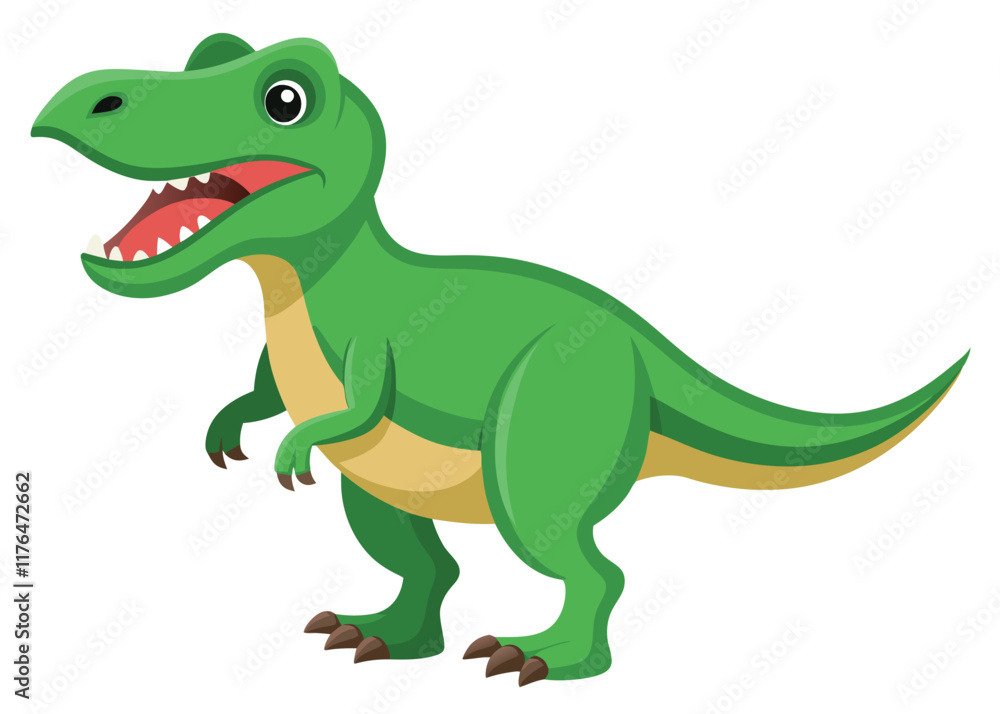 Obraz premium Cartoon tyrannosaurus rex flat illustration on white background 