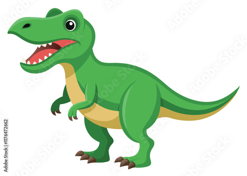 Cartoon tyrannosaurus rex flat illustration on white background
