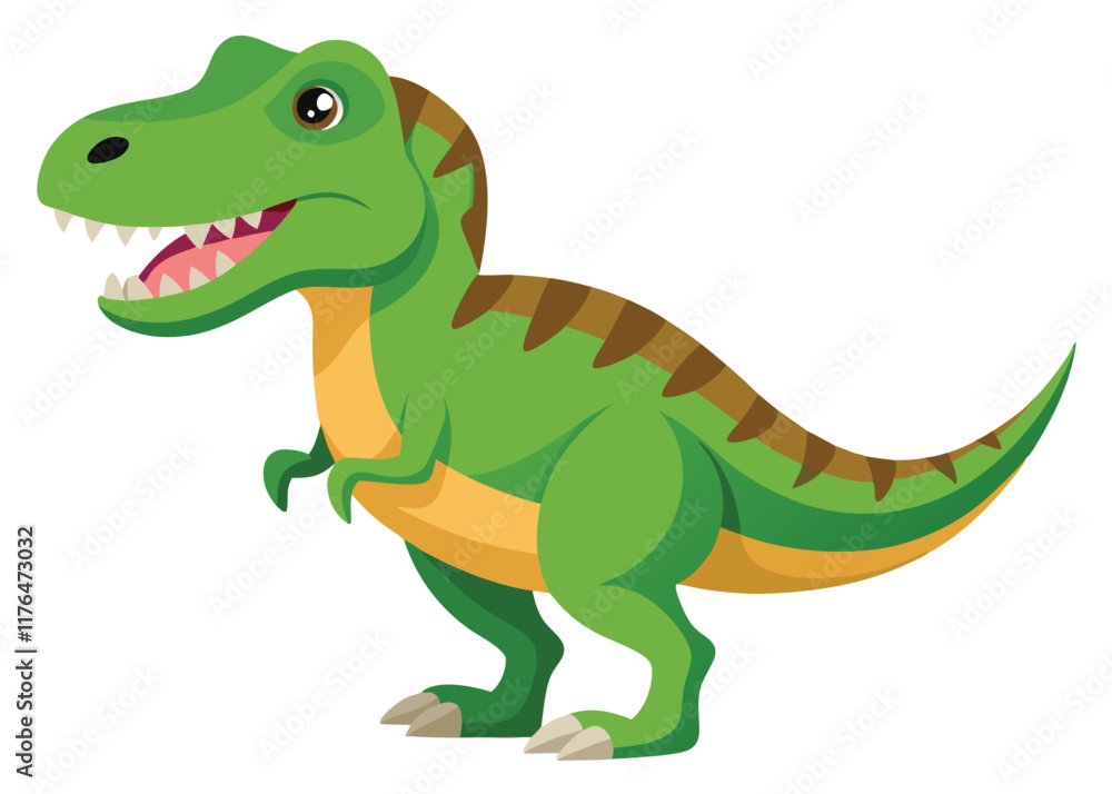 Obraz premium Cartoon tyrannosaurus rex flat illustration on white background 