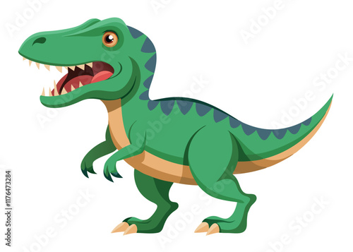 Cartoon tyrannosaurus rex flat illustration on white background
