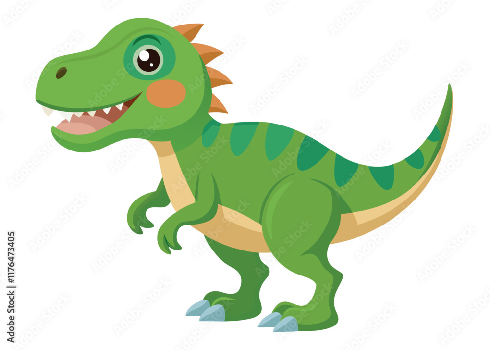 Cartoon tyrannosaurus rex flat illustration on white background
Cartoon tyrannosaurus rex flat illustration on white background
