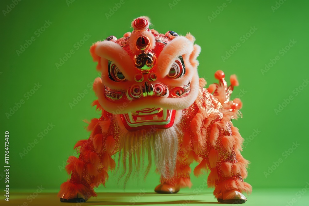 A detailed illustration of a lion dance on a green screen background, capturing the energy and elegance of the performers. A detailed illustration of a lion dance on a green screen background, capturing the energy and elegance of the performers.