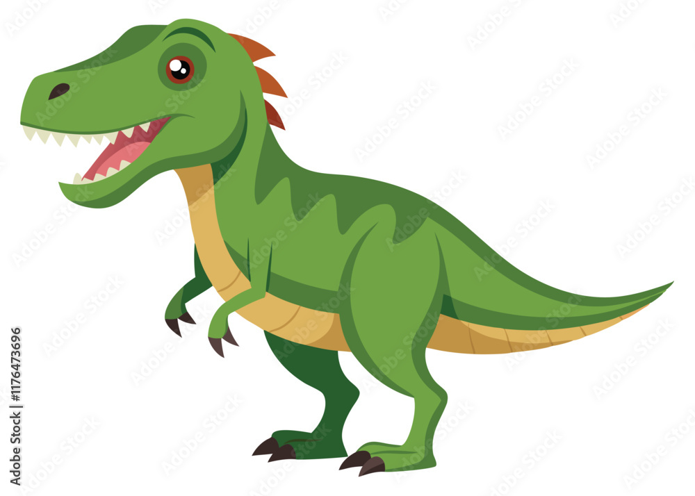 Fototapeta premium Cartoon tyrannosaurus rex flat illustration on white background 