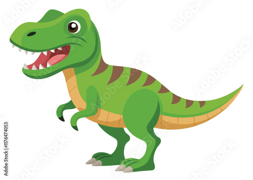 Cartoon tyrannosaurus rex flat illustration on white background
