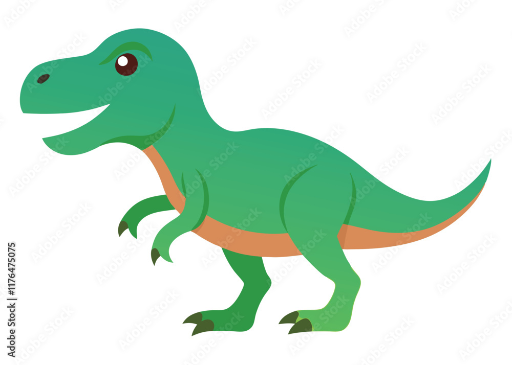 Obraz premium Cartoon tyrannosaurus rex flat illustration on white background 