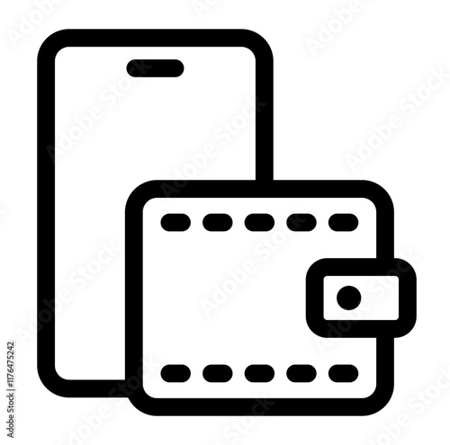 Digital Wallet Icon, Simple Line Icon