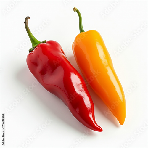 red hot peppers on white