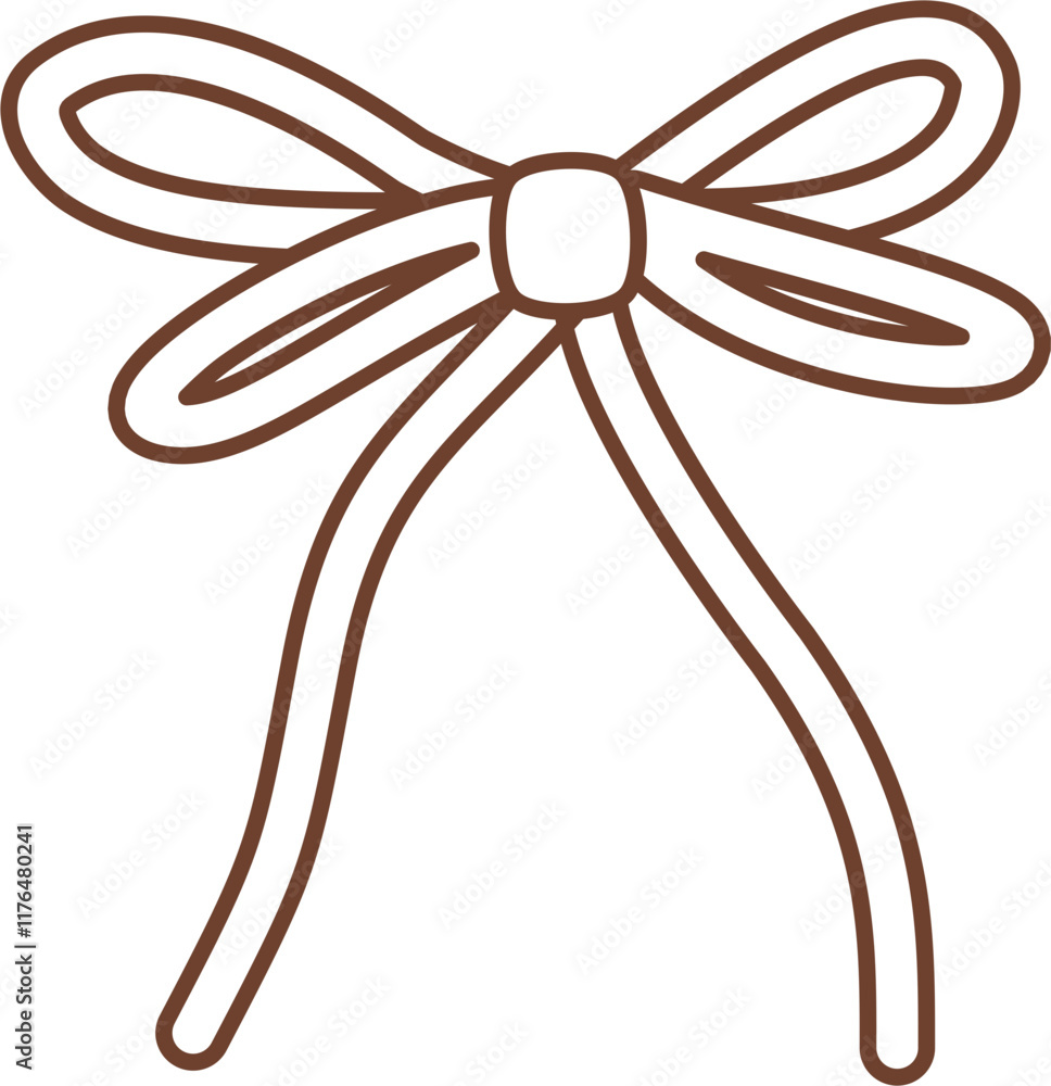 Handdrawn decorative ribbon bow line art Handdrawn decorative ribbon bow line art