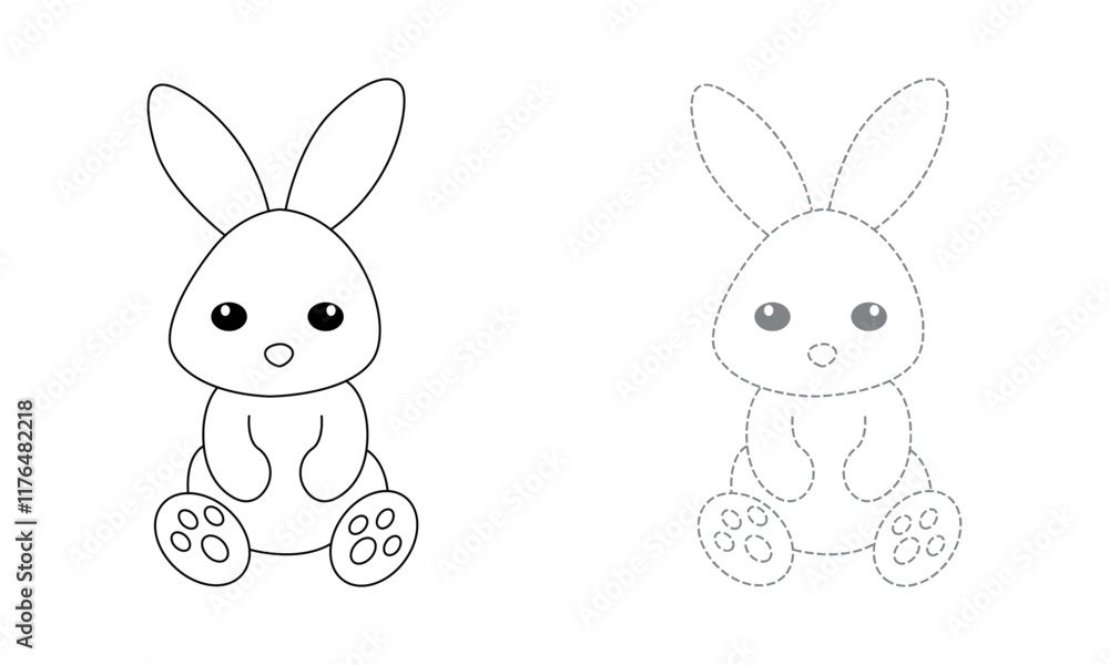 Tracing lines for toddlers. Handwriting practice sheet. Educational children game, printable worksheet for kids with Bunny Tracing lines for toddlers. Handwriting practice sheet. Educational children game, printable worksheet for kids with Bunny