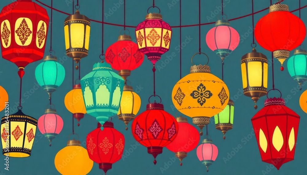 Obraz premium colorful hanging lanterns