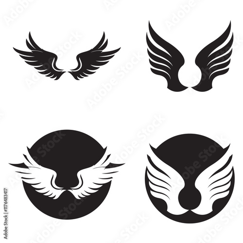 Black wings logo spread wide represent freedom and power.