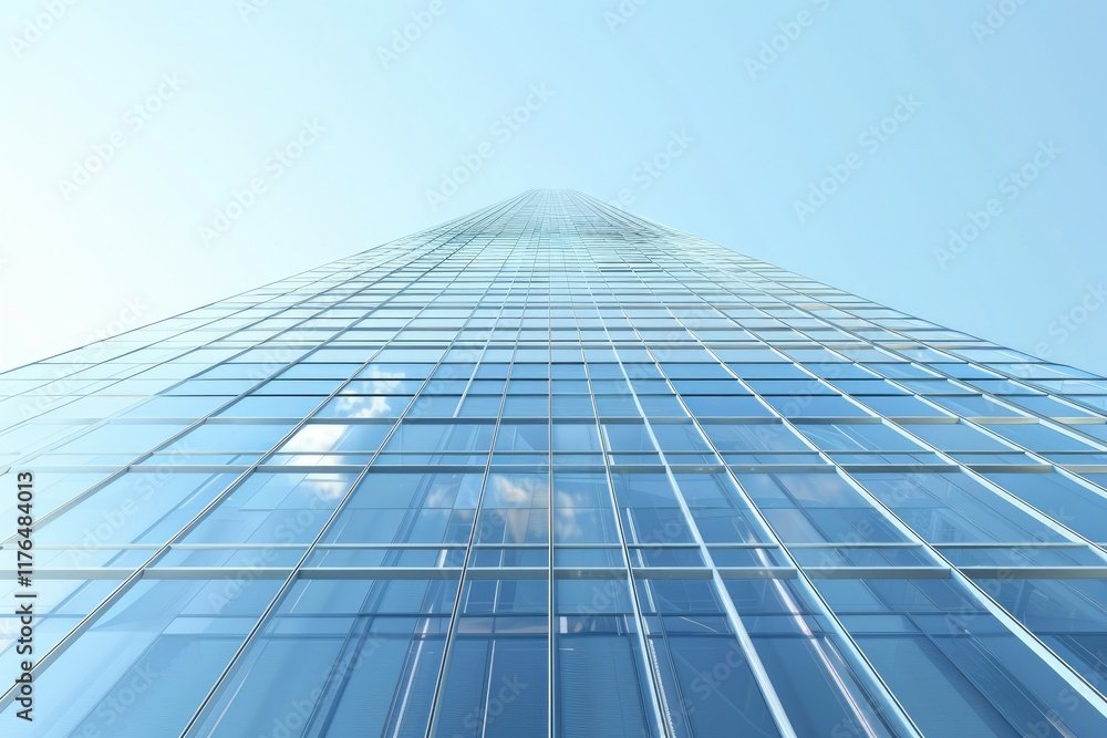 Detailed Picture of 3D Rendering of Modern Skyscraper and Blue Sky Detailed Picture of 3D Rendering of Modern Skyscraper and Blue Sky