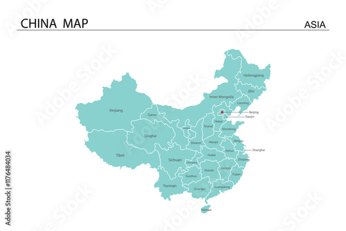 China Map have all province and mark the capital city