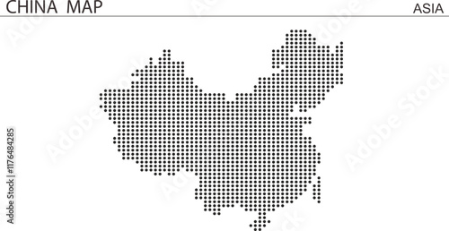 China dotted map with national flag