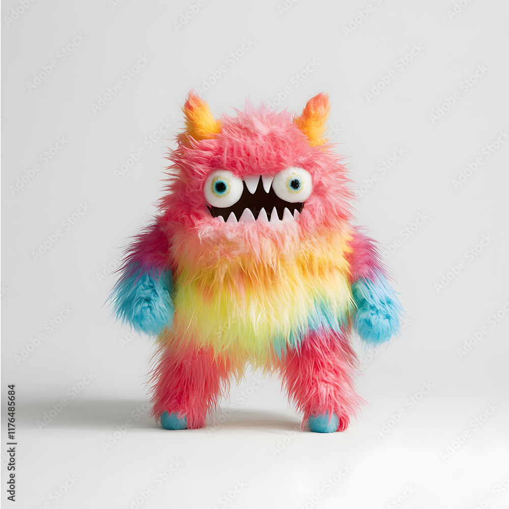 Fluffy monster toy with vibrant colors and big eyes, perfect for kids Fluffy monster toy with vibrant colors and big eyes, perfect for kids
