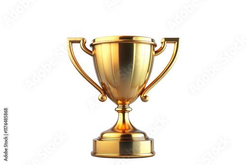 Shiny Golden Trophy with Two Handles on Transparent Background photo